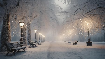 Зимний парк ночью