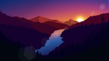 Firewatch лес река горы