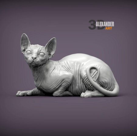Кот сфинкс 3д модель