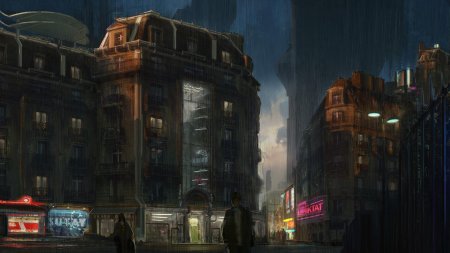 Cyberpunk город концепт арт