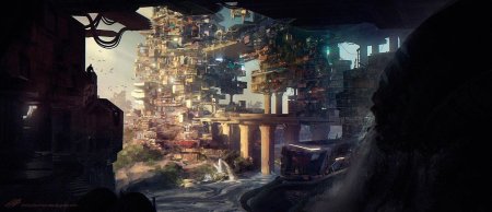 Sci fi art город киберпанк антиутопия