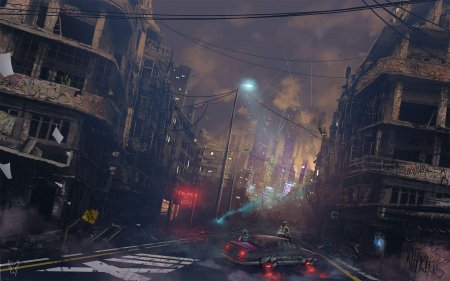 Sci fi art город киберпанк антиутопия