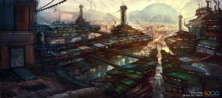Sci fi art город киберпанк антиутопия