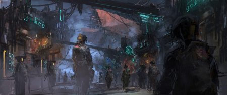 Future city art cyberpunk неон