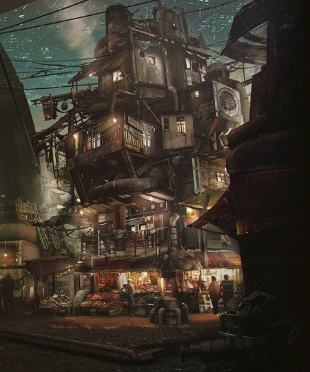 Cyberpunk concept art город