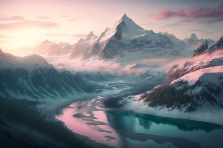 Снежные горы арт