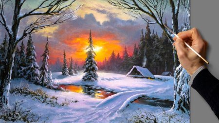 Зимние пейзажи акрилом