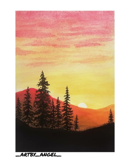 Рисунки гуашью закат