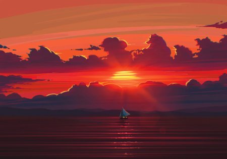 Закат море