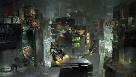 Sci fi art город киберпанк антиутопия