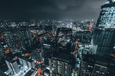 Ночной город вид сверху