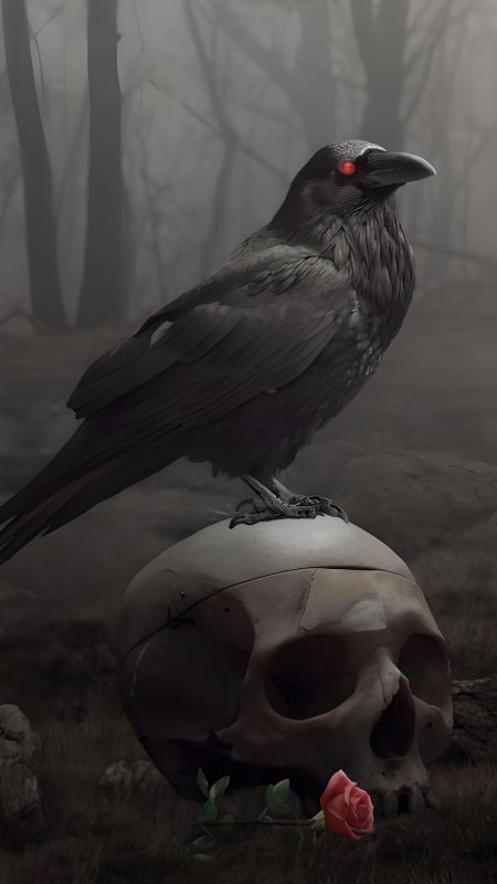 Череп ворона арт