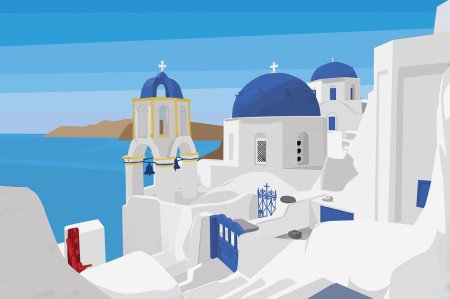 Сине-купольный храм на острове санторини – греция