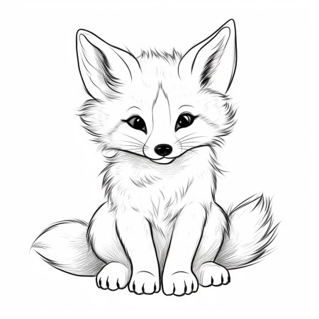 Сидящая лиса рисунок