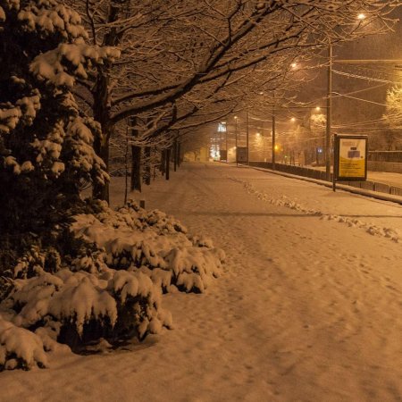 Город зимой ночью