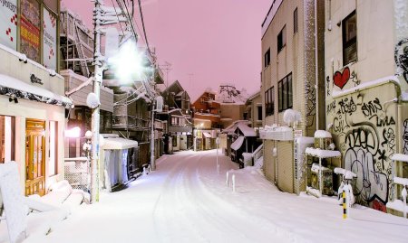 Japan street snow