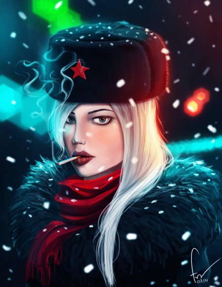 Девушка в ушанке