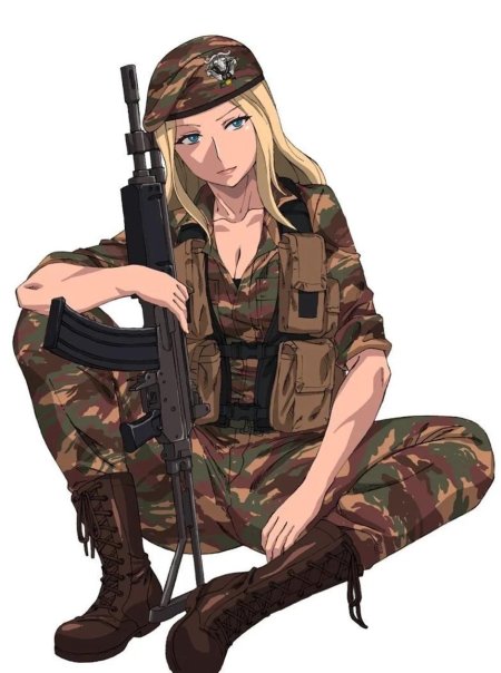 Девушка в военной форме арт