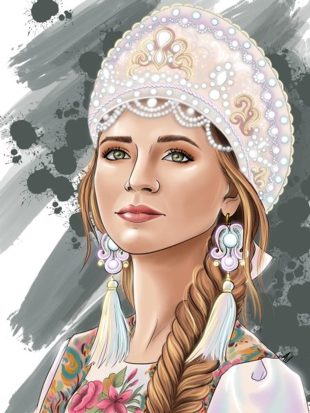 Русская красавица рисунок