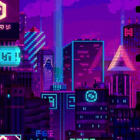 Пиксельный киберпанк город / pixel cyberpunk city
