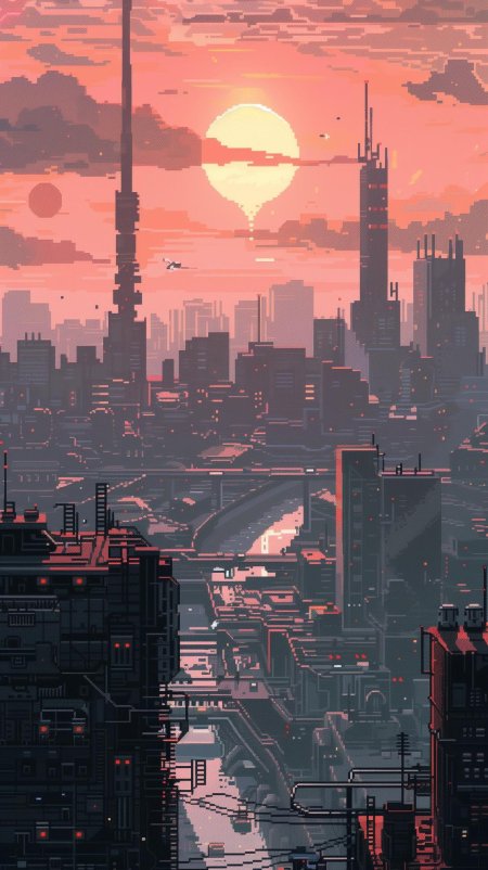 Пиксельный киберпанк город / pixel cyberpunk city