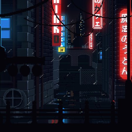 Пиксельный киберпанк город pixel cyberpunk city