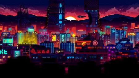 Пиксельный киберпанк город / pixel cyberpunk city