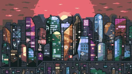 Пиксельный киберпанк город / pixel cyberpunk city