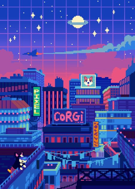 Пиксельный киберпанк город / pixel cyberpunk city