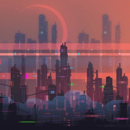 Пиксельный киберпанк город / pixel cyberpunk city
