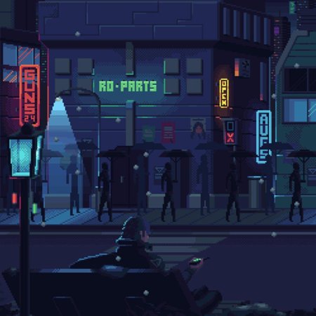 Пиксельный киберпанк город pixel cyberpunk city