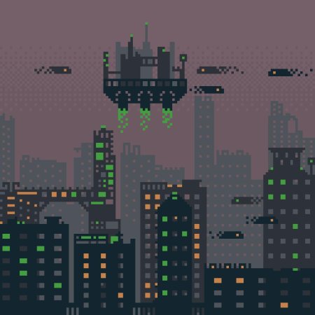 Пиксельный киберпанк город / pixel cyberpunk city