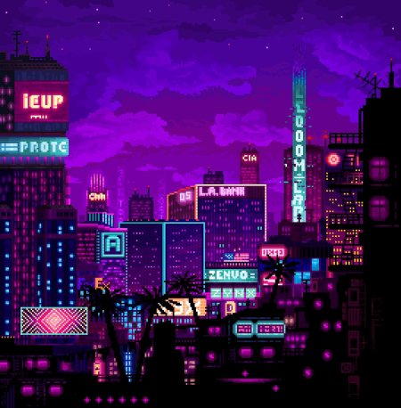 Пиксельный киберпанк город / pixel cyberpunk city