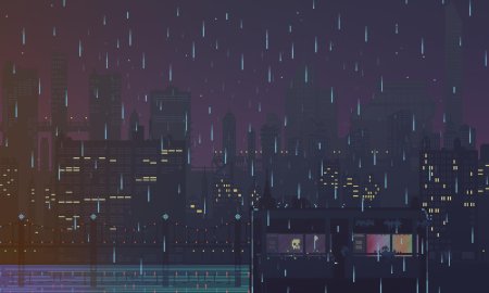 Cyberpunk город пиксель