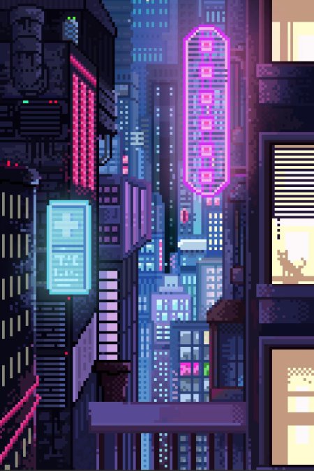 Пиксельный киберпанк город / pixel cyberpunk city