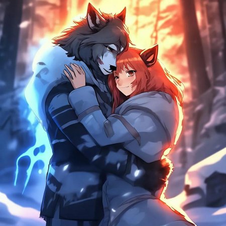 Волк и девушка любовь