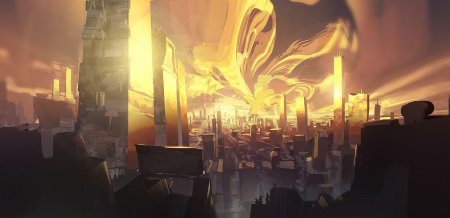 Burning city