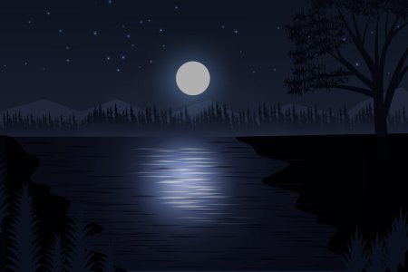 Векторный пейзаж ночь