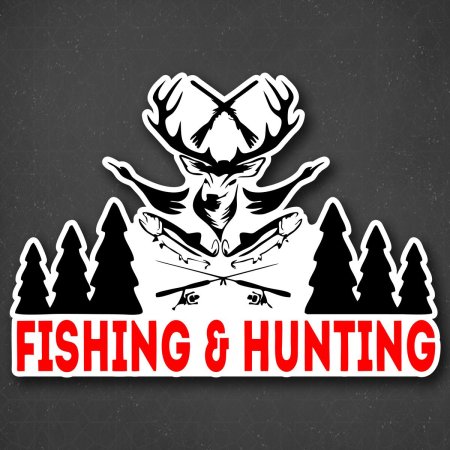 Наклейка на авто fishing and hunting