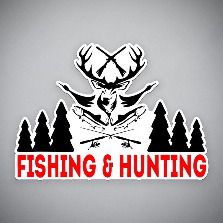 Наклейка на авто fishing and hunting