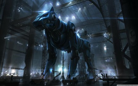 Ангар роботов арт sci-fi