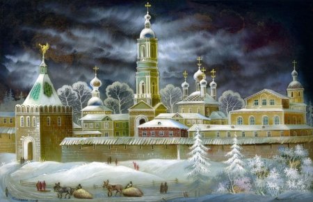 Троице-сергиева лавра. федоскинская миниатюра