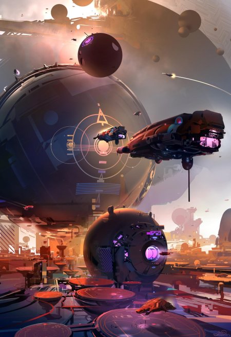 Город купол scifi концепт art