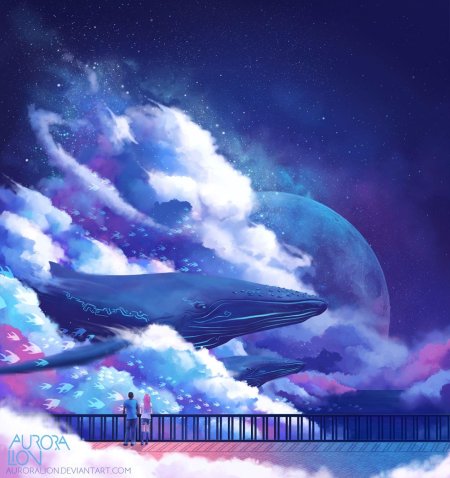 Кит в небе арт