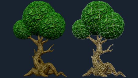 Низкополигональные деревья 3ds max
