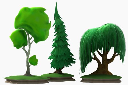 Низкополигональные деревья 3ds max