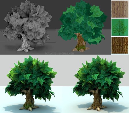 Низкополигональные деревья 3ds max