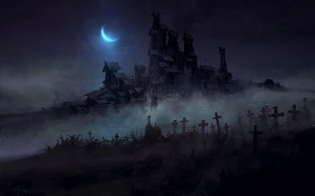 Готичное кладбище фэнтези арт