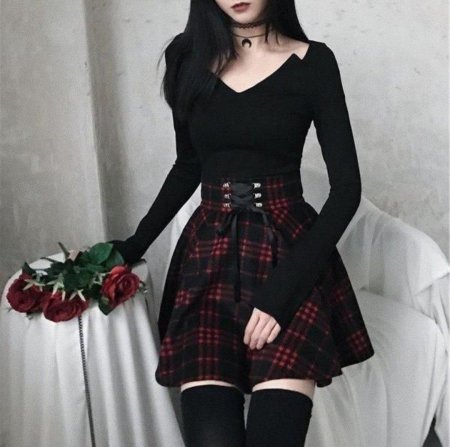 Goth outfit грандж 2020 корейский юбка