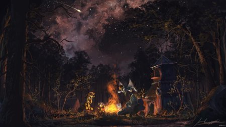 Костер в сказочном лесу